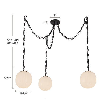 Alora Mood Cherise 12-in 3-Head Multi Pendant