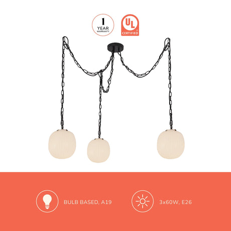 Alora Mood Cherise 12-in 3-Head Multi Pendant