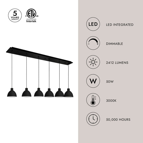 Kuzco Chroma 6-in 6 Head Multi Pendant