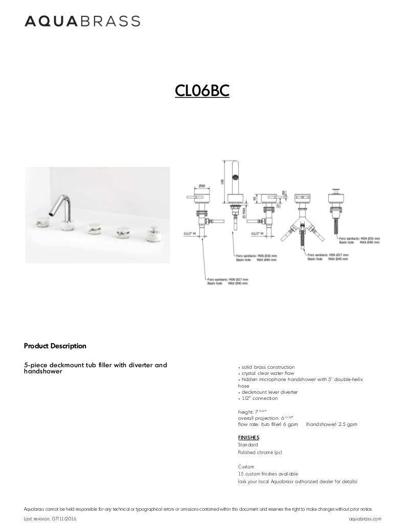 5-piece deckmount tub filler with diverter and handshower