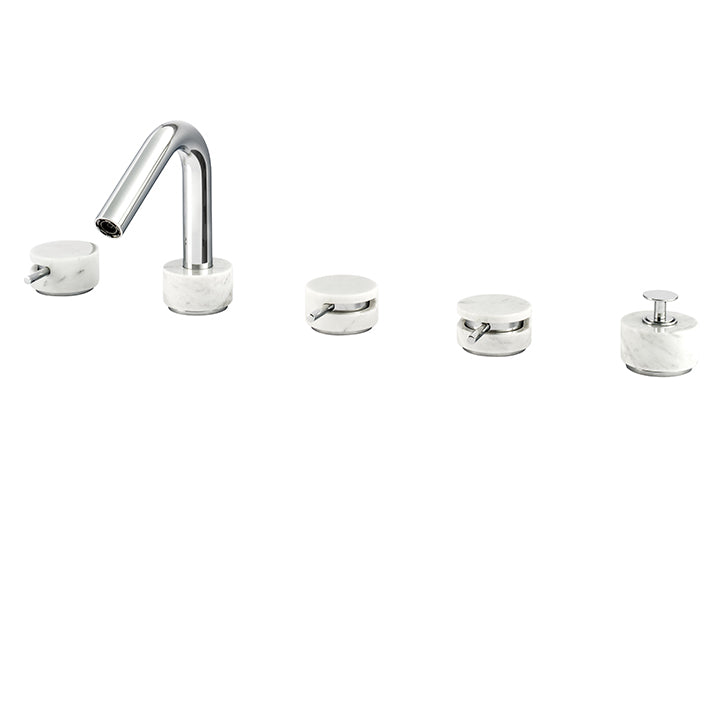 5-piece deckmount tub filler with diverter and handshower