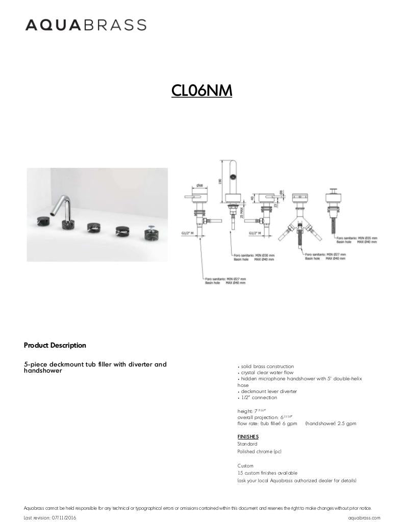 5-piece deckmount tub filler with diverter and handshower