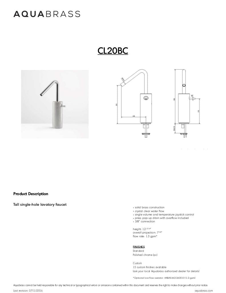 Tall single-hole lavatory faucet