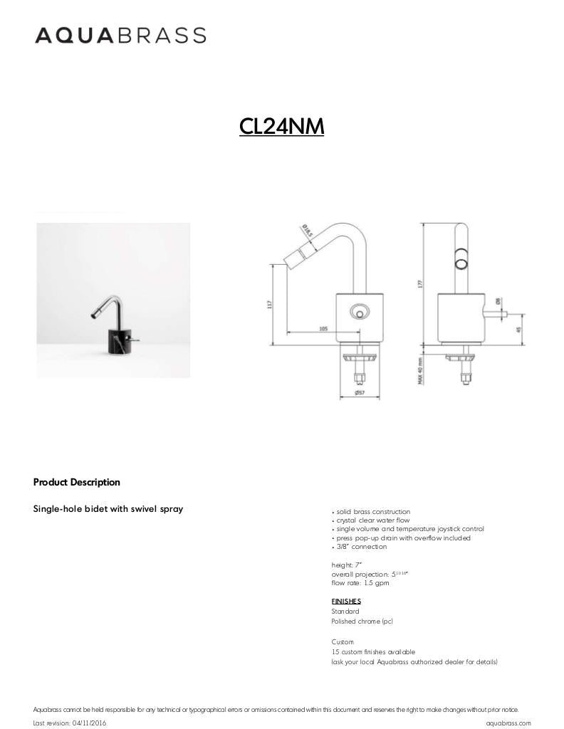 Single-hole bidet with swivel spray