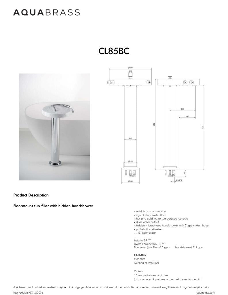 Floormount tub filler with hidden handshower