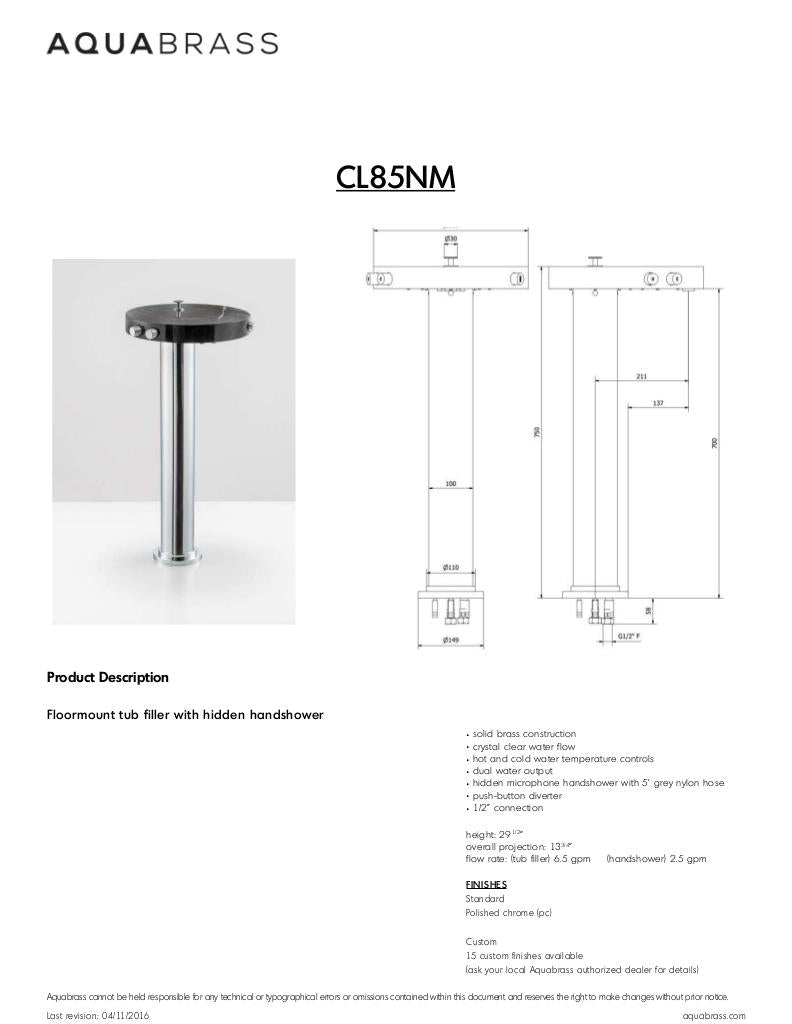 Floormount tub filler with hidden handshower