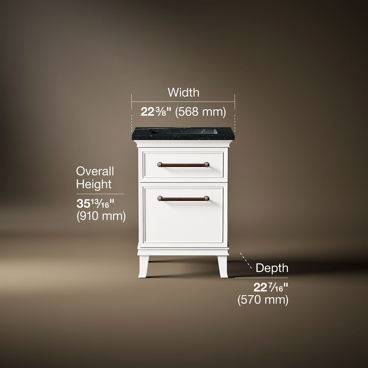 Artifacts™ 24" bathroom vanity cabinet with sink and quartz top