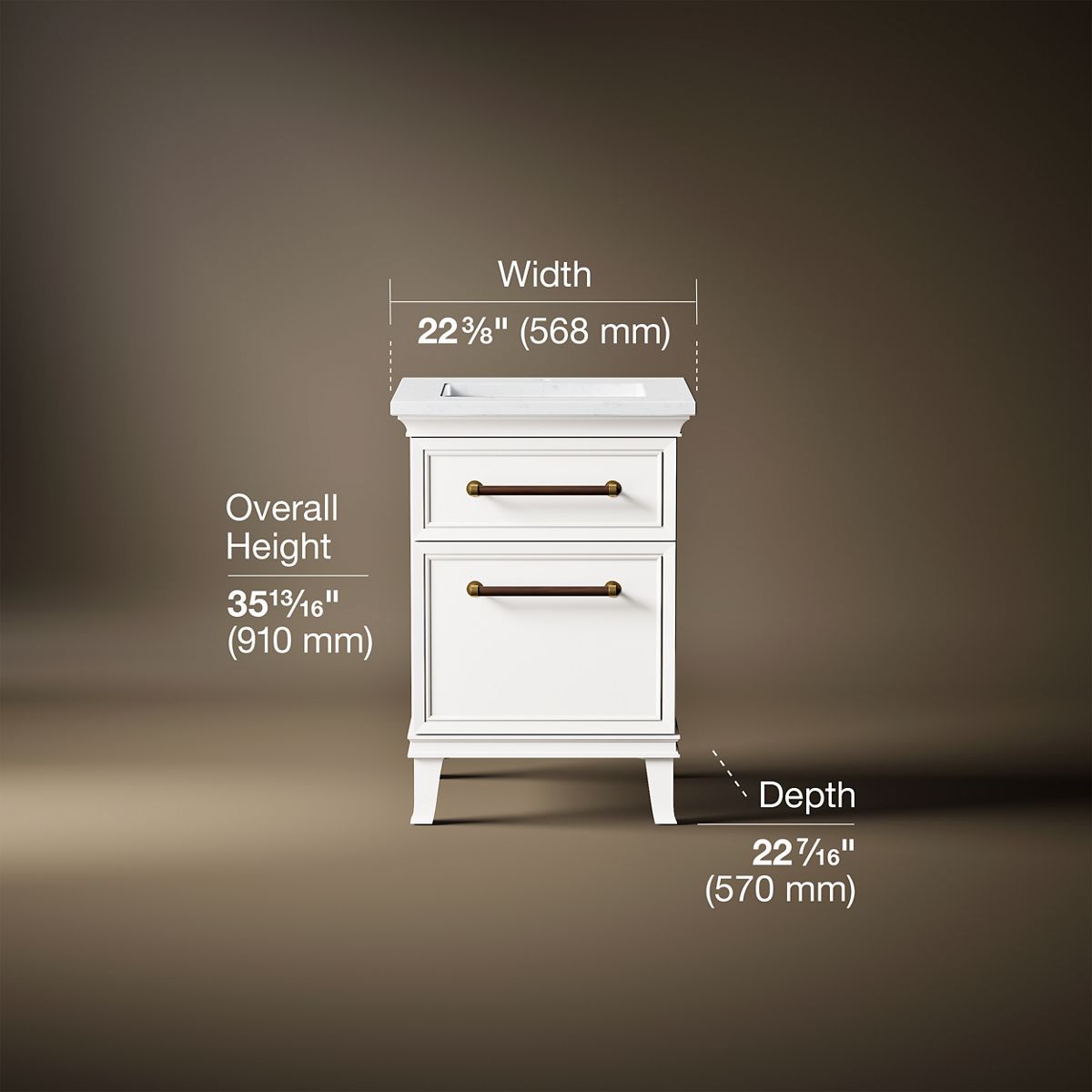 Artifacts™ 24" bathroom vanity cabinet with sink and quartz top