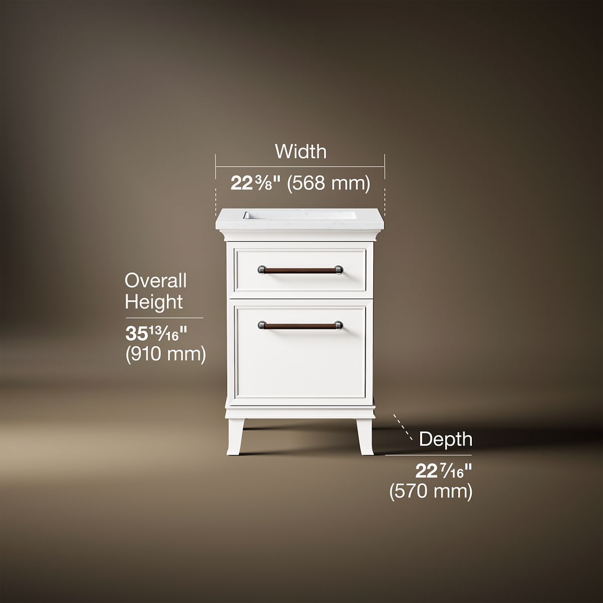 Artifacts™ 24" bathroom vanity cabinet with sink and quartz top