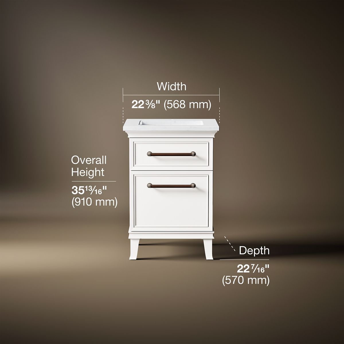 Artifacts™ 24" bathroom vanity cabinet with sink and quartz top