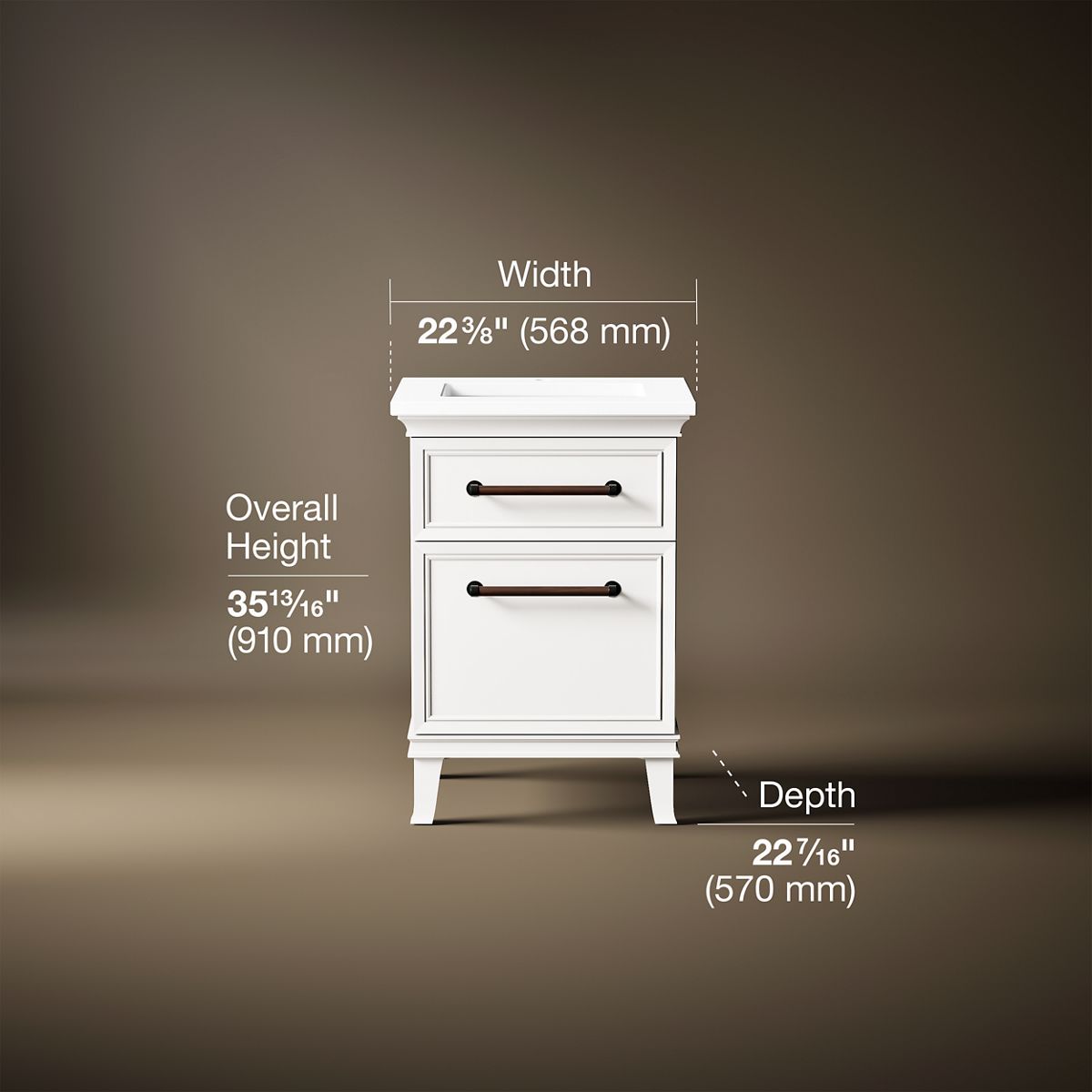 Artifacts™ 24" bathroom vanity cabinet with sink and quartz top