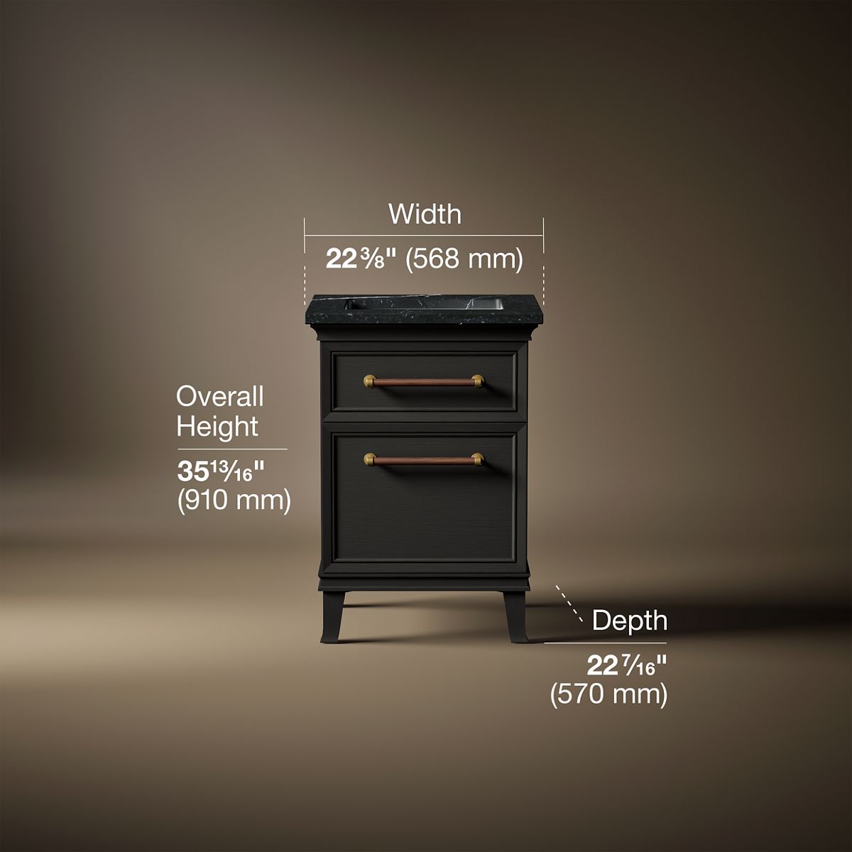 Artifacts™ 24" bathroom vanity cabinet with sink and quartz top