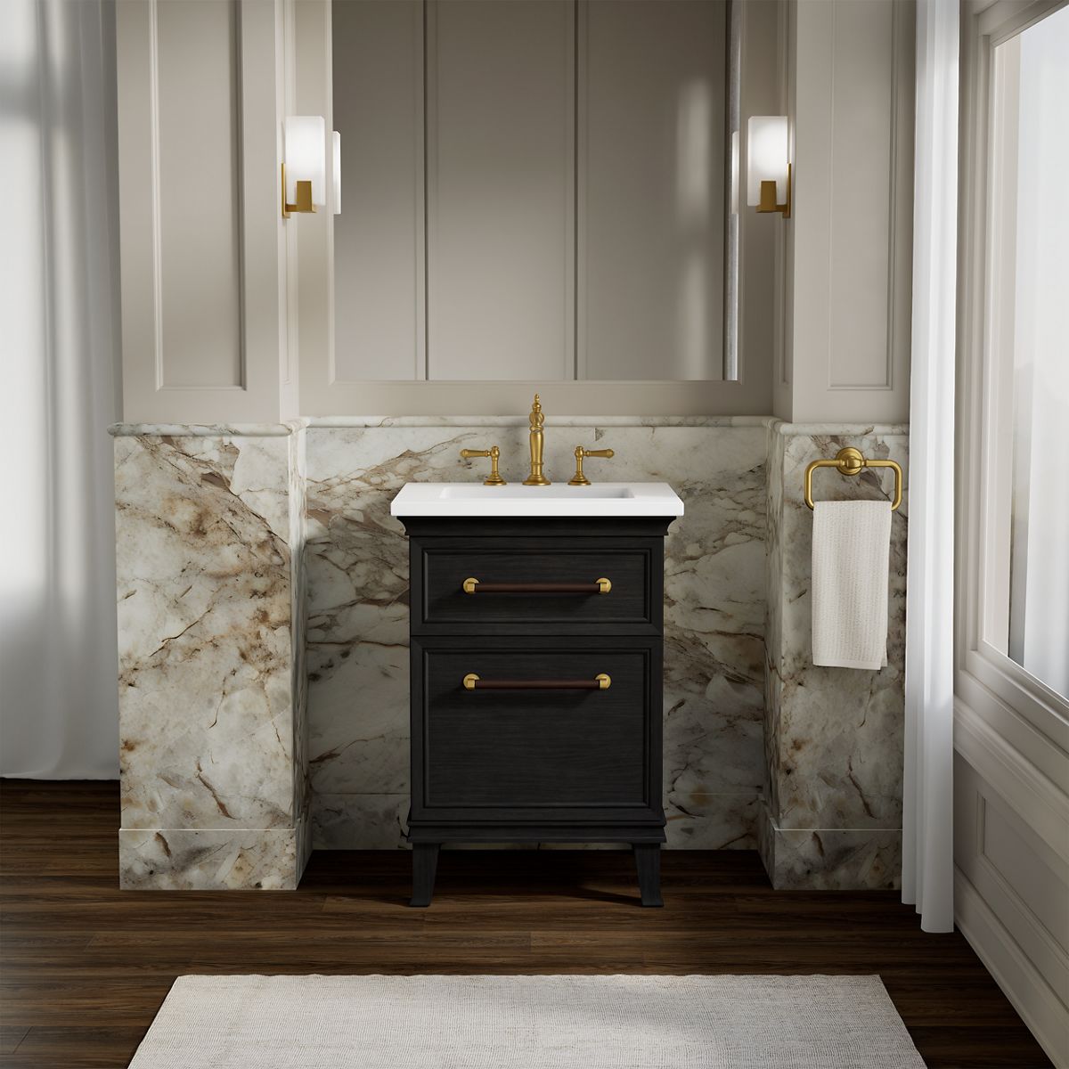 Artifacts™ 24" bathroom vanity cabinet with sink and quartz top