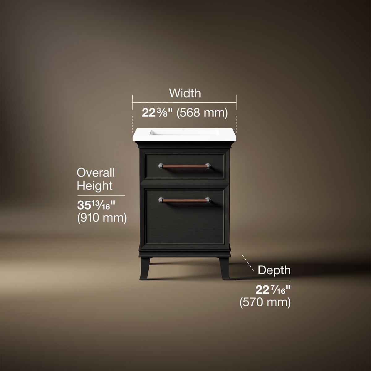 Artifacts™ 24" bathroom vanity cabinet with sink and quartz top