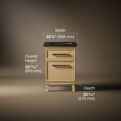 Artifacts™ 24" bathroom vanity cabinet with sink and quartz top