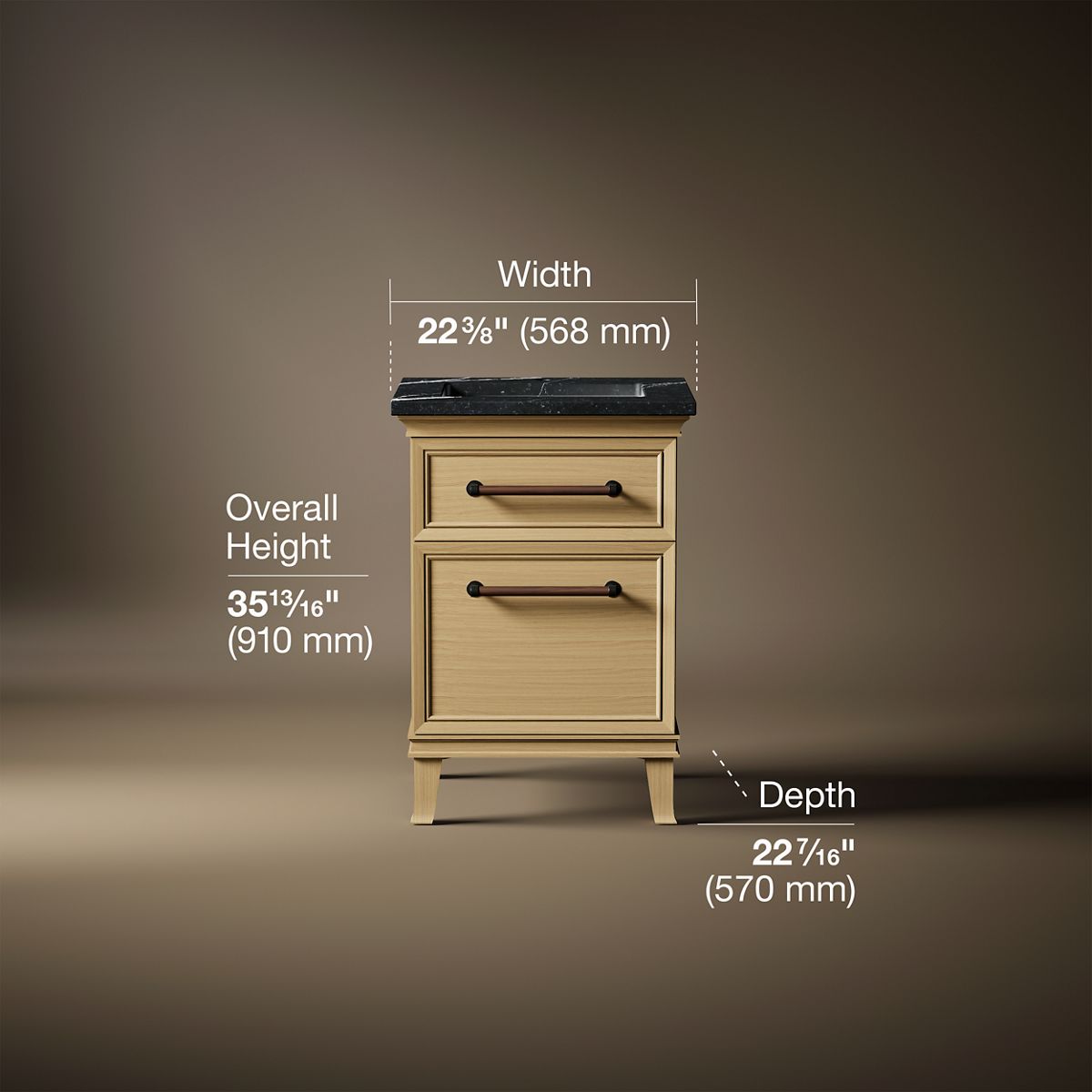 Artifacts™ 24" bathroom vanity cabinet with sink and quartz top