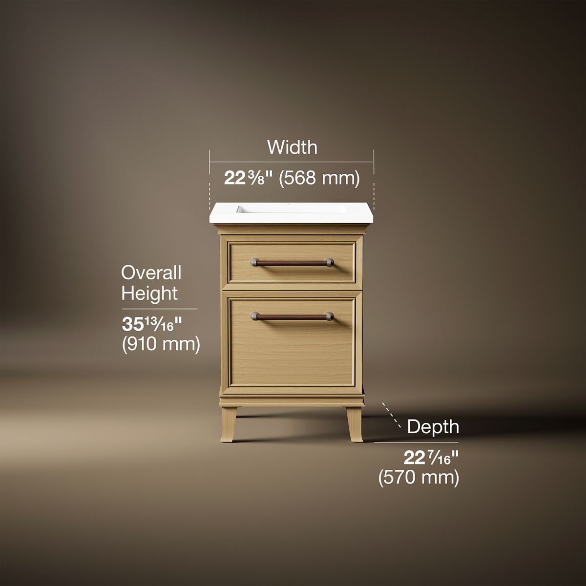 Artifacts™ 24" bathroom vanity cabinet with sink and quartz top