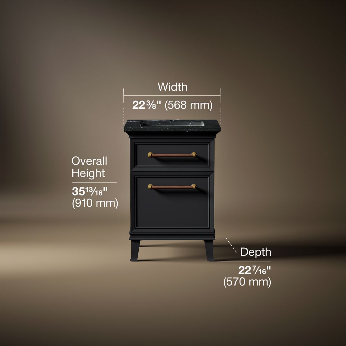 Artifacts™ 24" bathroom vanity cabinet with sink and quartz top