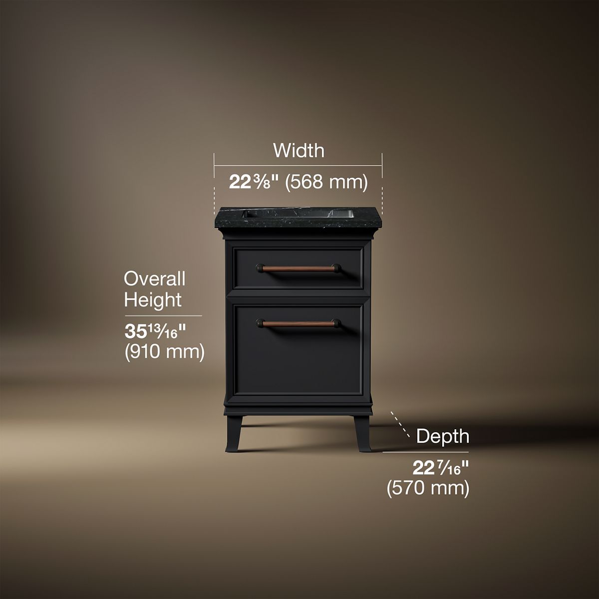 Artifacts™ 24" bathroom vanity cabinet with sink and quartz top