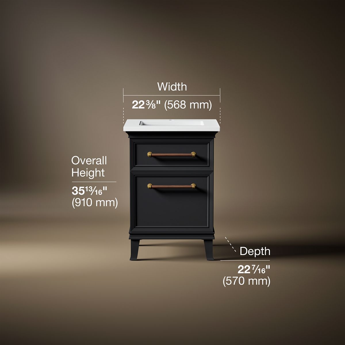 Artifacts™ 24" bathroom vanity cabinet with sink and quartz top