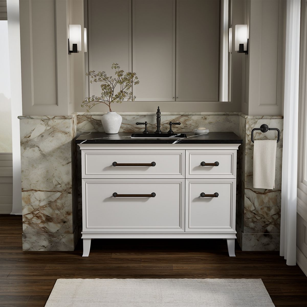 Artifacts™ 48" bathroom vanity cabinet with sink and quartz top