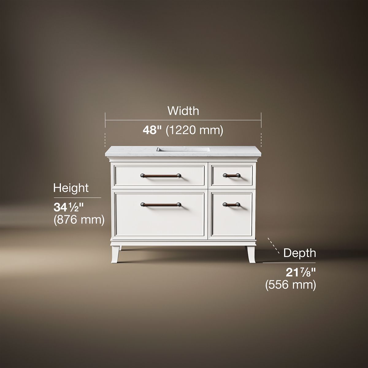 Artifacts™ 48" bathroom vanity cabinet with sink and quartz top