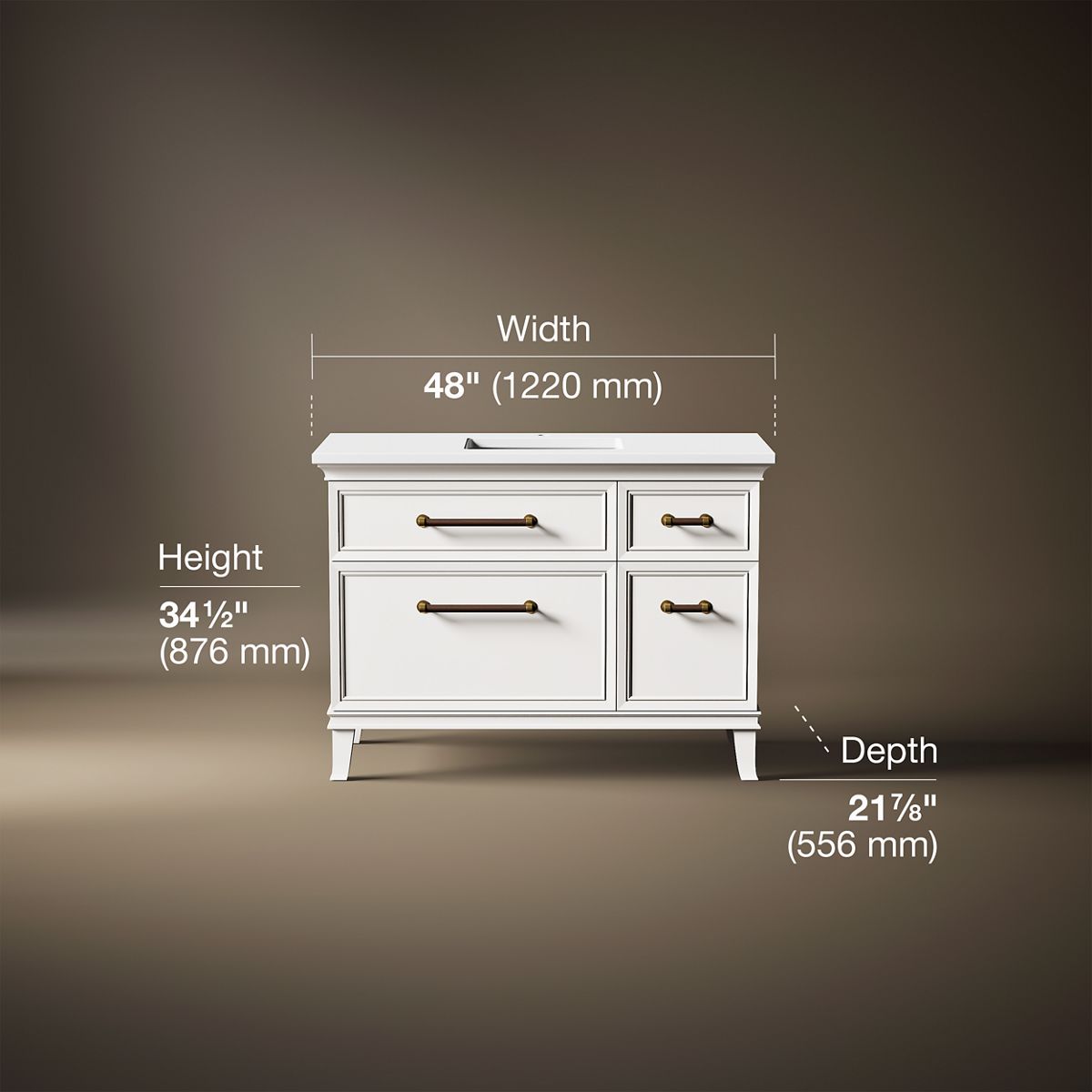 Artifacts™ 48" bathroom vanity cabinet with sink and quartz top