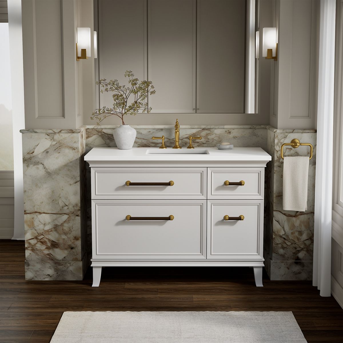 Artifacts™ 48" bathroom vanity cabinet with sink and quartz top