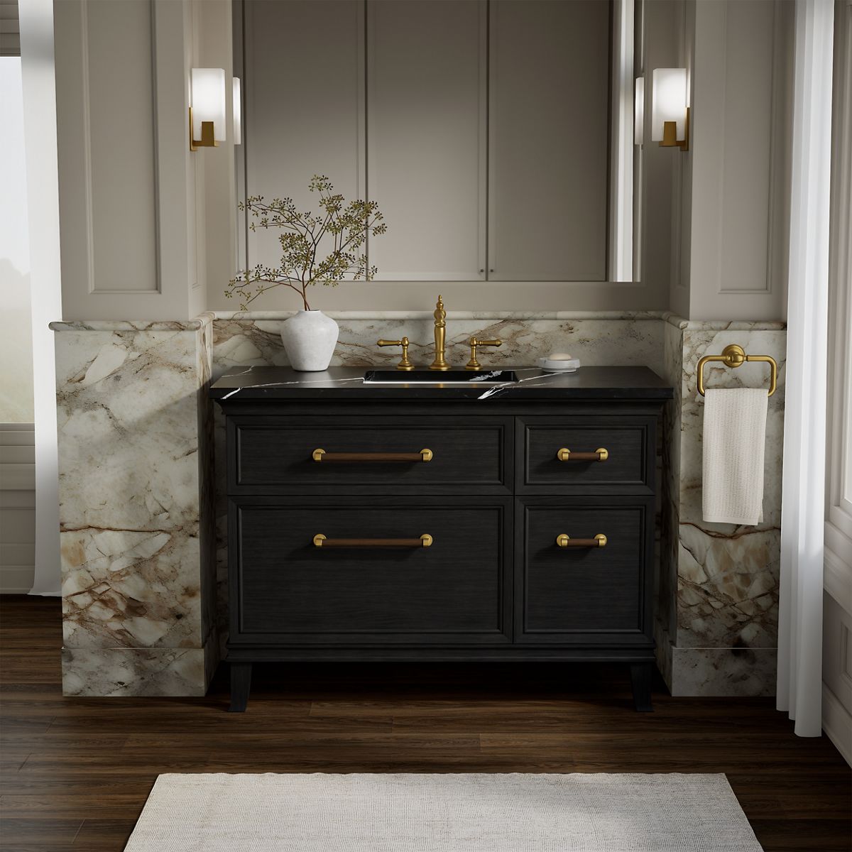 Artifacts™ 48" bathroom vanity cabinet with sink and quartz top