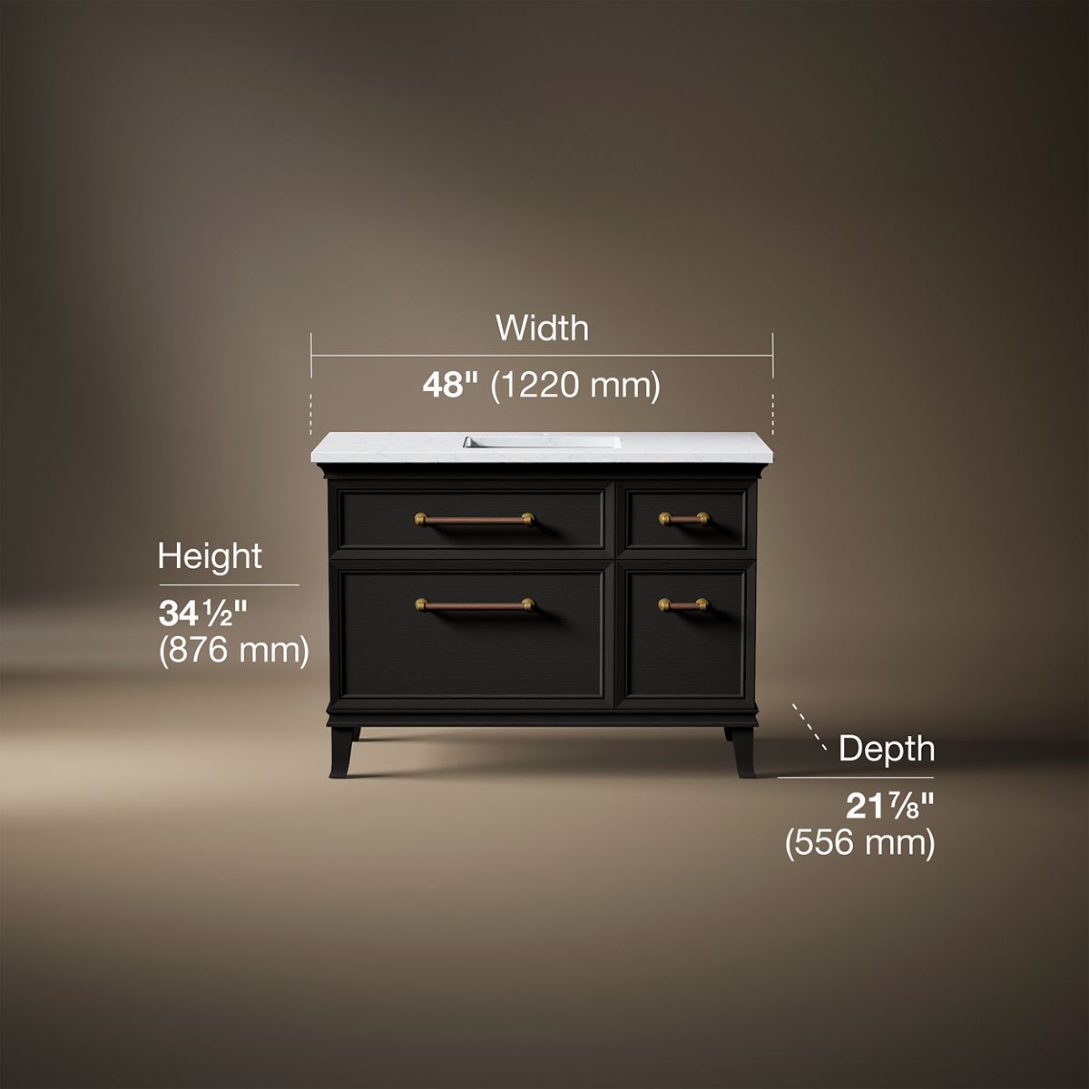 Artifacts™ 48" bathroom vanity cabinet with sink and quartz top
