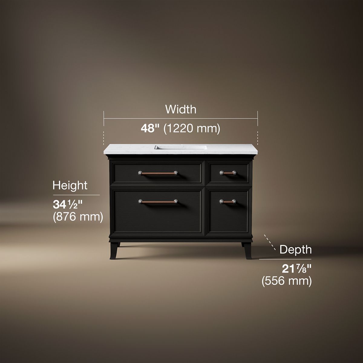 Artifacts™ 48" bathroom vanity cabinet with sink and quartz top