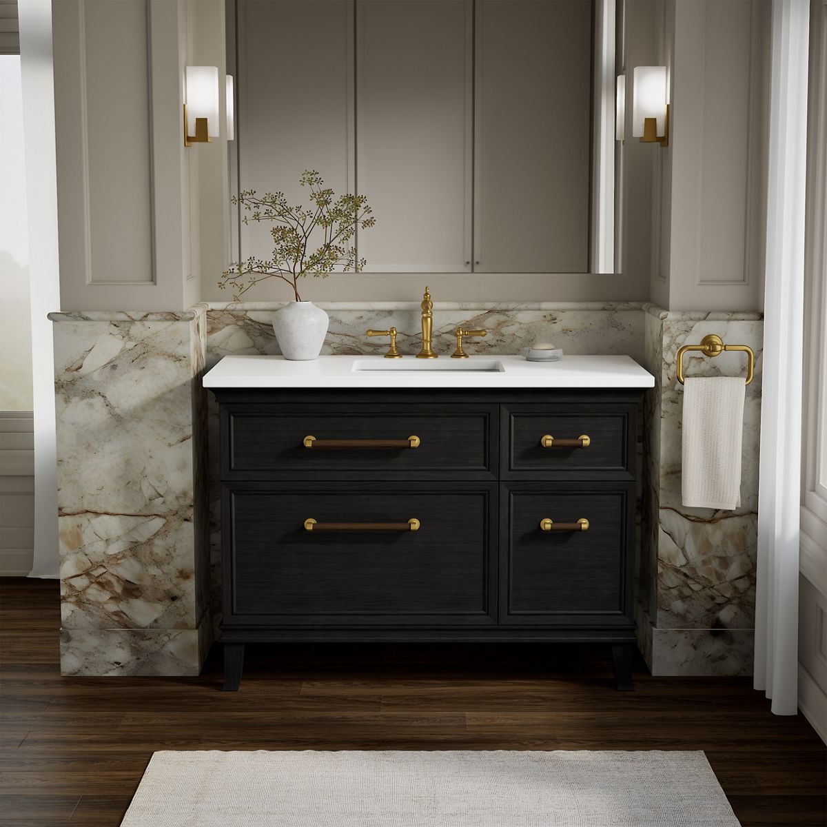Artifacts™ 48" bathroom vanity cabinet with sink and quartz top
