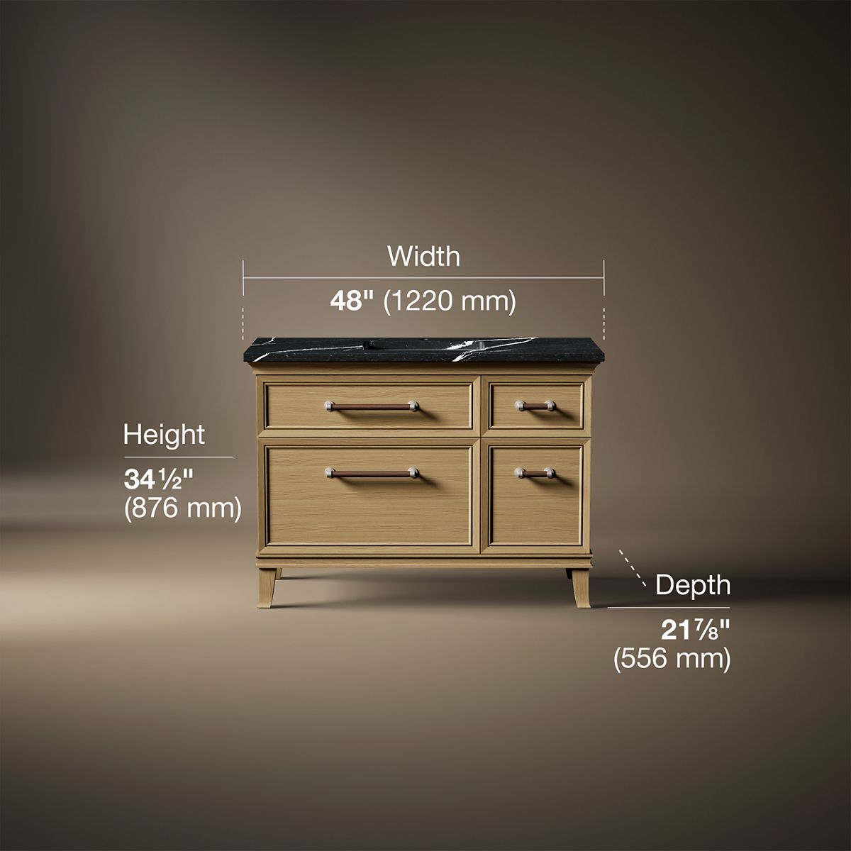 Artifacts™ 48" bathroom vanity cabinet with sink and quartz top