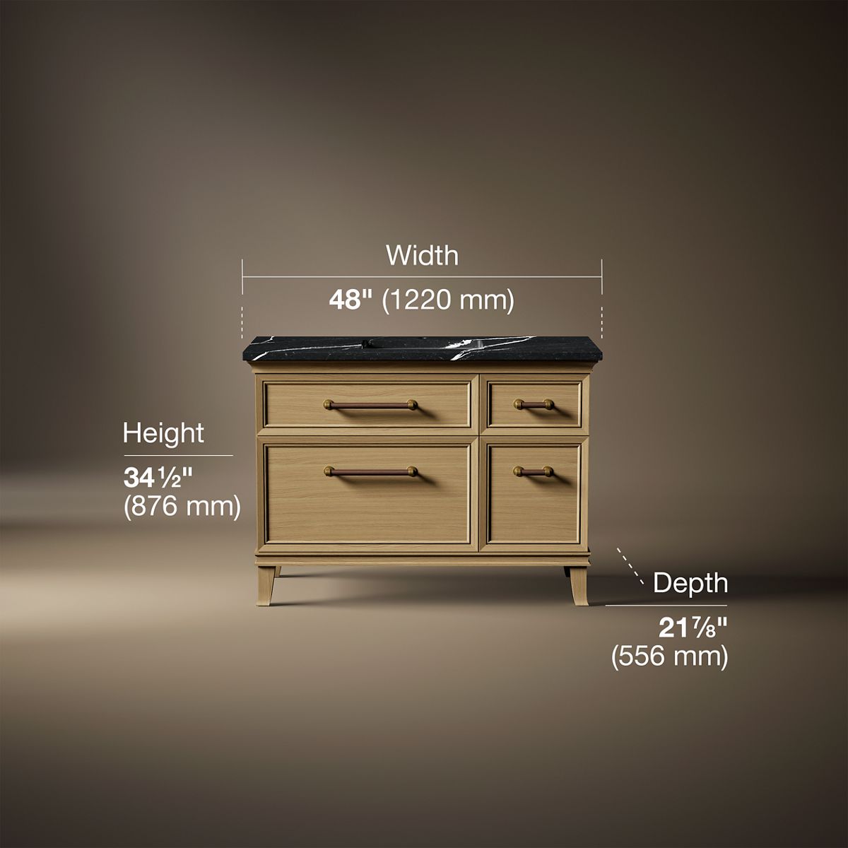 Artifacts™ 48" bathroom vanity cabinet with sink and quartz top