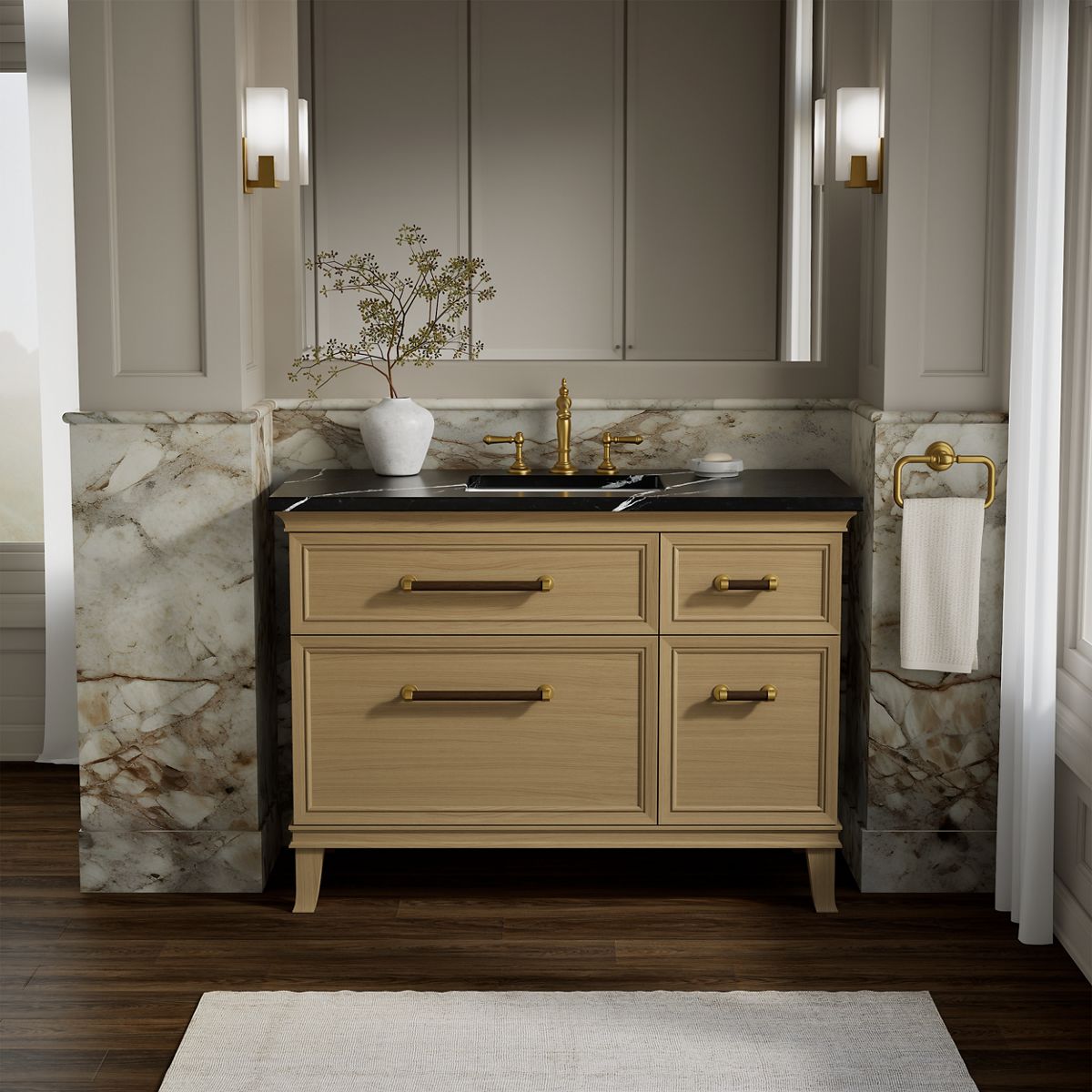 Artifacts™ 48" bathroom vanity cabinet with sink and quartz top