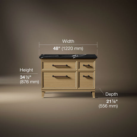 Artifacts™ 48" bathroom vanity cabinet with sink and quartz top