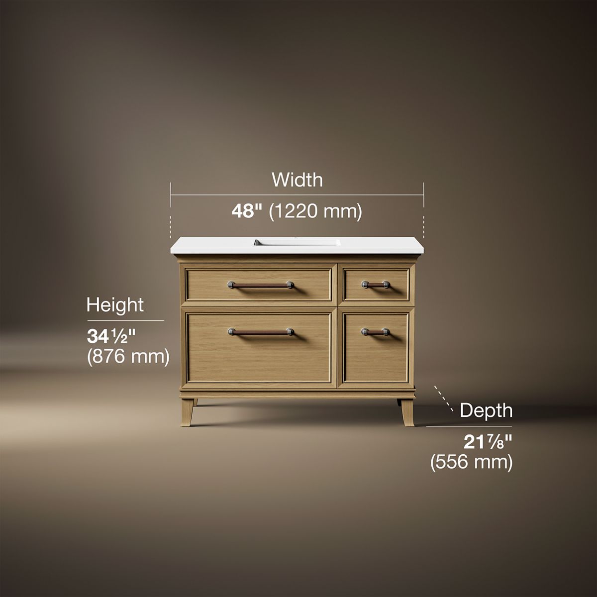 Artifacts™ 48" bathroom vanity cabinet with sink and quartz top
