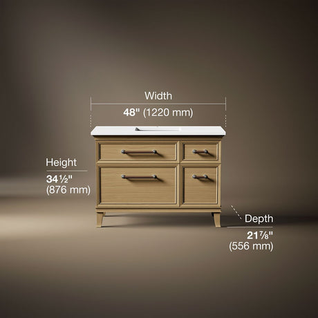 Artifacts™ 48" bathroom vanity cabinet with sink and quartz top