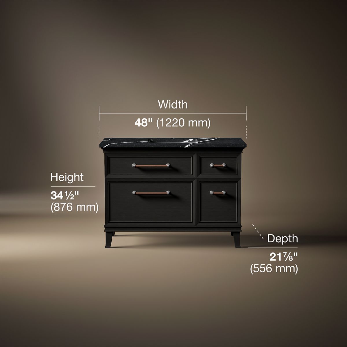 Artifacts™ 48" bathroom vanity cabinet with sink and quartz top