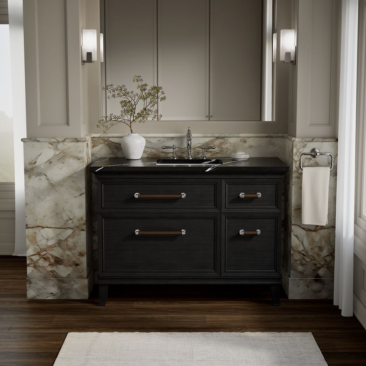 Artifacts™ 48" bathroom vanity cabinet with sink and quartz top
