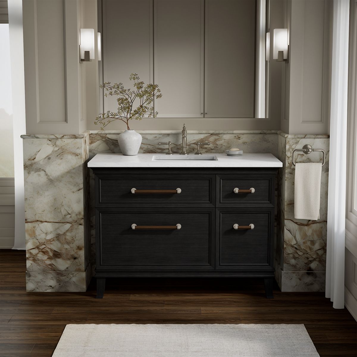 Artifacts™ 48" bathroom vanity cabinet with sink and quartz top