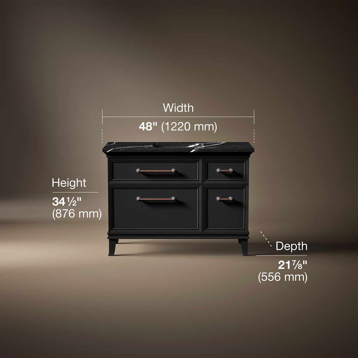 Artifacts™ 48" bathroom vanity cabinet with sink and quartz top