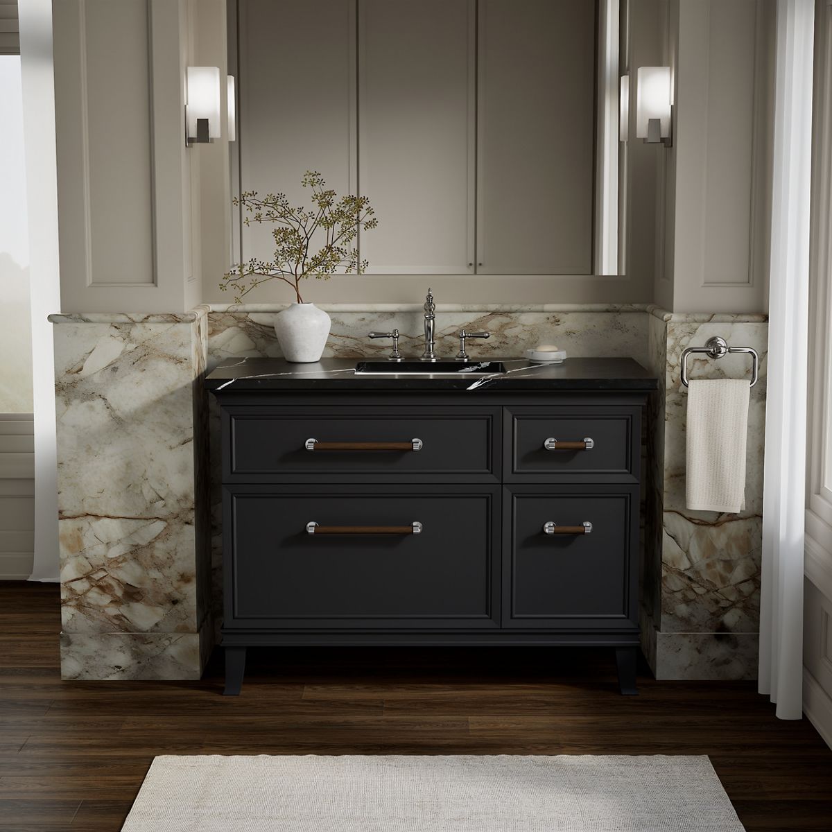 Artifacts™ 48" bathroom vanity cabinet with sink and quartz top