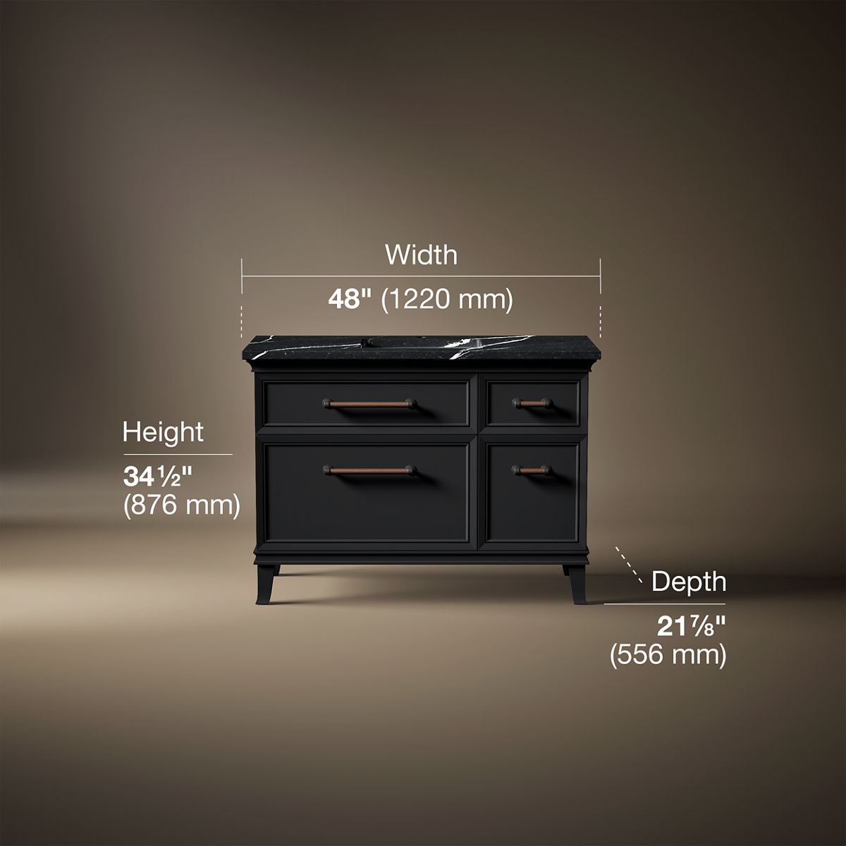 Artifacts™ 48" bathroom vanity cabinet with sink and quartz top