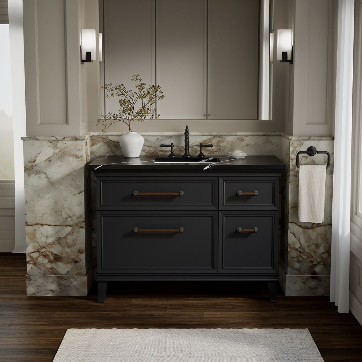 Artifacts™ 48" bathroom vanity cabinet with sink and quartz top