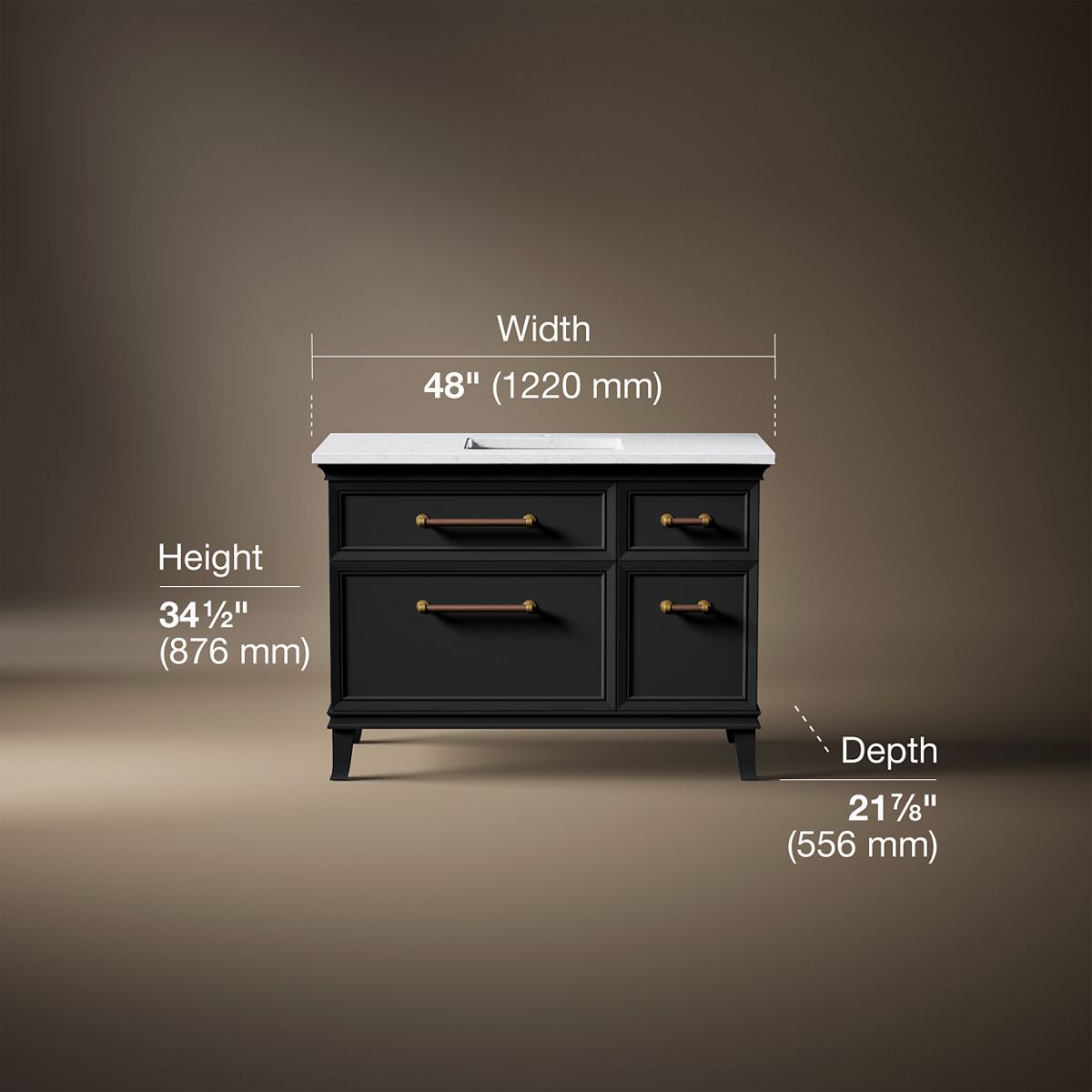 Artifacts™ 48" bathroom vanity cabinet with sink and quartz top