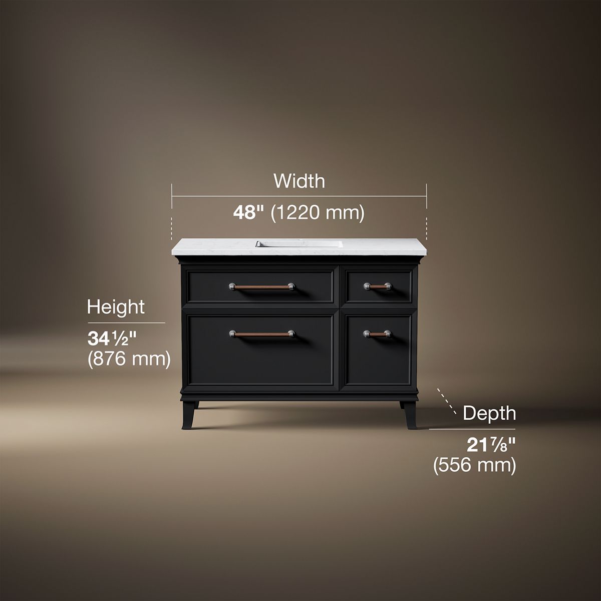 Artifacts™ 48" bathroom vanity cabinet with sink and quartz top