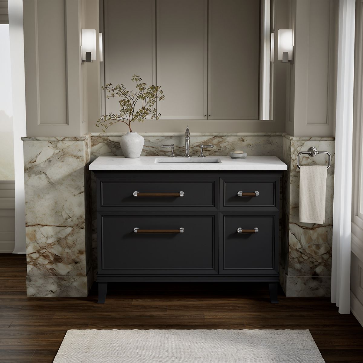Artifacts™ 48" bathroom vanity cabinet with sink and quartz top