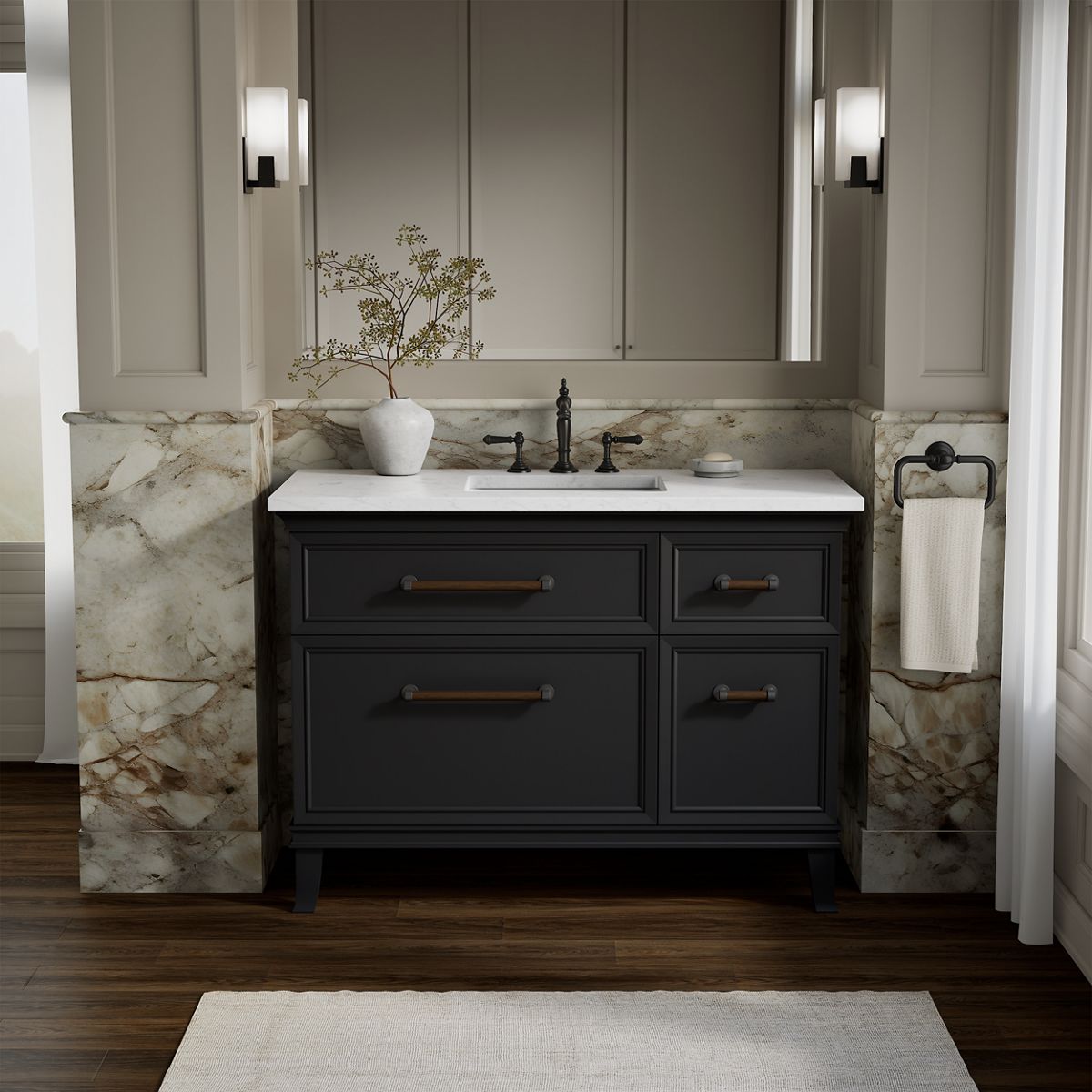 Artifacts™ 48" bathroom vanity cabinet with sink and quartz top
