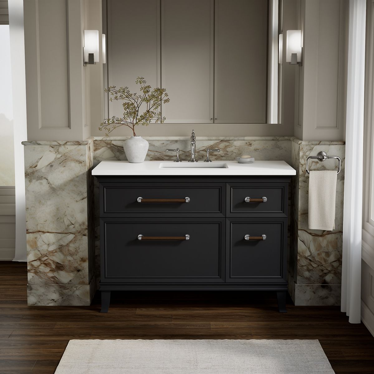 Artifacts™ 48" bathroom vanity cabinet with sink and quartz top